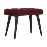 Wine Red Velvet Deep Button Bench-3