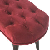 Wine Red Velvet Deep Button Bench-4