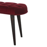 Wine Red Velvet Deep Button Bench-6