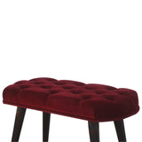 Wine Red Velvet Deep Button Bench-7