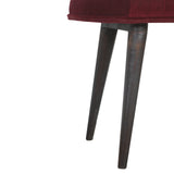 Wine Red Velvet Deep Button Bench-8