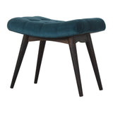 Teal Cotton Velvet Curved Bench-1