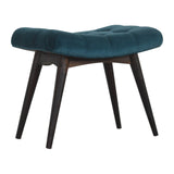 Teal Cotton Velvet Curved Bench-2