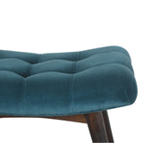 Teal Cotton Velvet Curved Bench-3