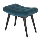 Teal Cotton Velvet Curved Bench-4