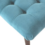 Teal Cotton Velvet Curved Bench-5