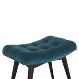 Teal Cotton Velvet Curved Bench-6