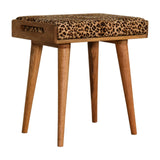 Leopard Velvet Tray Style Footstool-1