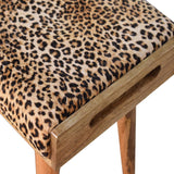 Leopard Velvet Tray Style Footstool-4