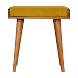 Mustard Velvet Tray Style Footstool-0