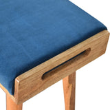 Teal Velvet Tray Style Footstool-4