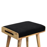 Black Velvet Tray Style Footstool-5