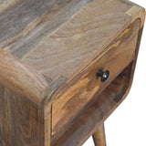 in3349 mini oak ish curved bedside with lower slot