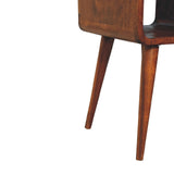 in3350 mini chestnut curved bedside with lower slot