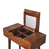 in3357 mini chestnut dressing table with foldable mirror