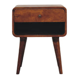 in3363 curved chestnut bedside with open slot