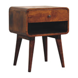 in3363 curved chestnut bedside with open slot