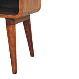 in3363 curved chestnut bedside with open slot