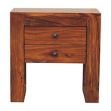 in3378 square honey finish bedside with u shape feet