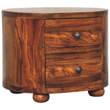 in3379 round honey finish bedside with bun feet