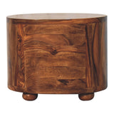 in3379 round honey finish bedside with bun feet