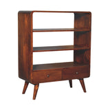 in3408 curved chestnut low bookcase