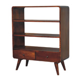 in3408 curved chestnut low bookcase