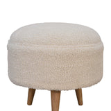 in3436 boucle cream rounded footstool