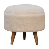 in3436 boucle cream rounded footstool