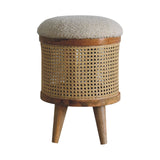 in3460 rattan footstool with boucle seat