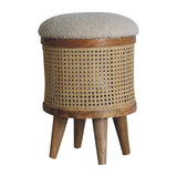 in3460 rattan footstool with boucle seat