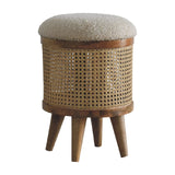 in3460 rattan footstool with boucle seat