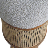 in3460 rattan footstool with boucle seat