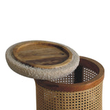 in3460 rattan footstool with boucle seat