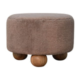 in3477 mocha faux fur round footstool