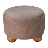 in3477 mocha faux fur round footstool