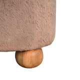 in3477 mocha faux fur round footstool