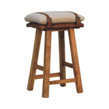 in3490 cream boucle buffalo leather strap bar stool