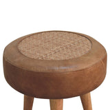 in3491 seagrass buffalo hide round nordic footstool