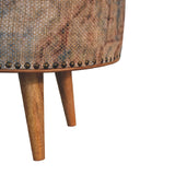 in3493 durrie printed washed buffalo hide round footstool