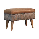 in3494 durrie printed washed buffalo hide square footstool