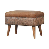 in3494 durrie printed washed buffalo hide square footstool