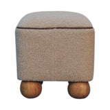 in3500 boucle cream buffalo piping footstool with ball feet