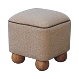 in3500 boucle cream buffalo piping footstool with ball feet