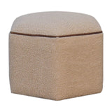 in3502 cream boucle hexagonal buffalo piping footstool