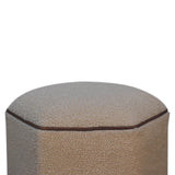 in3502 cream boucle hexagonal buffalo piping footstool