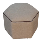 in3502 cream boucle hexagonal buffalo piping footstool