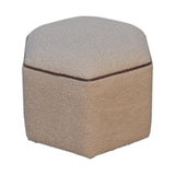 in3502 cream boucle hexagonal buffalo piping footstool