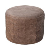 in3528 mocha faux fur round footstool