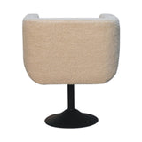 in3535 cream boucle black base swivel arm chair